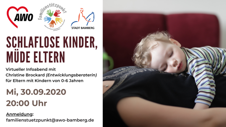 Read more about the article Virtueller Eltern-Info-Abend – „Schlaflose Kinder, müde Eltern“ am 30. September