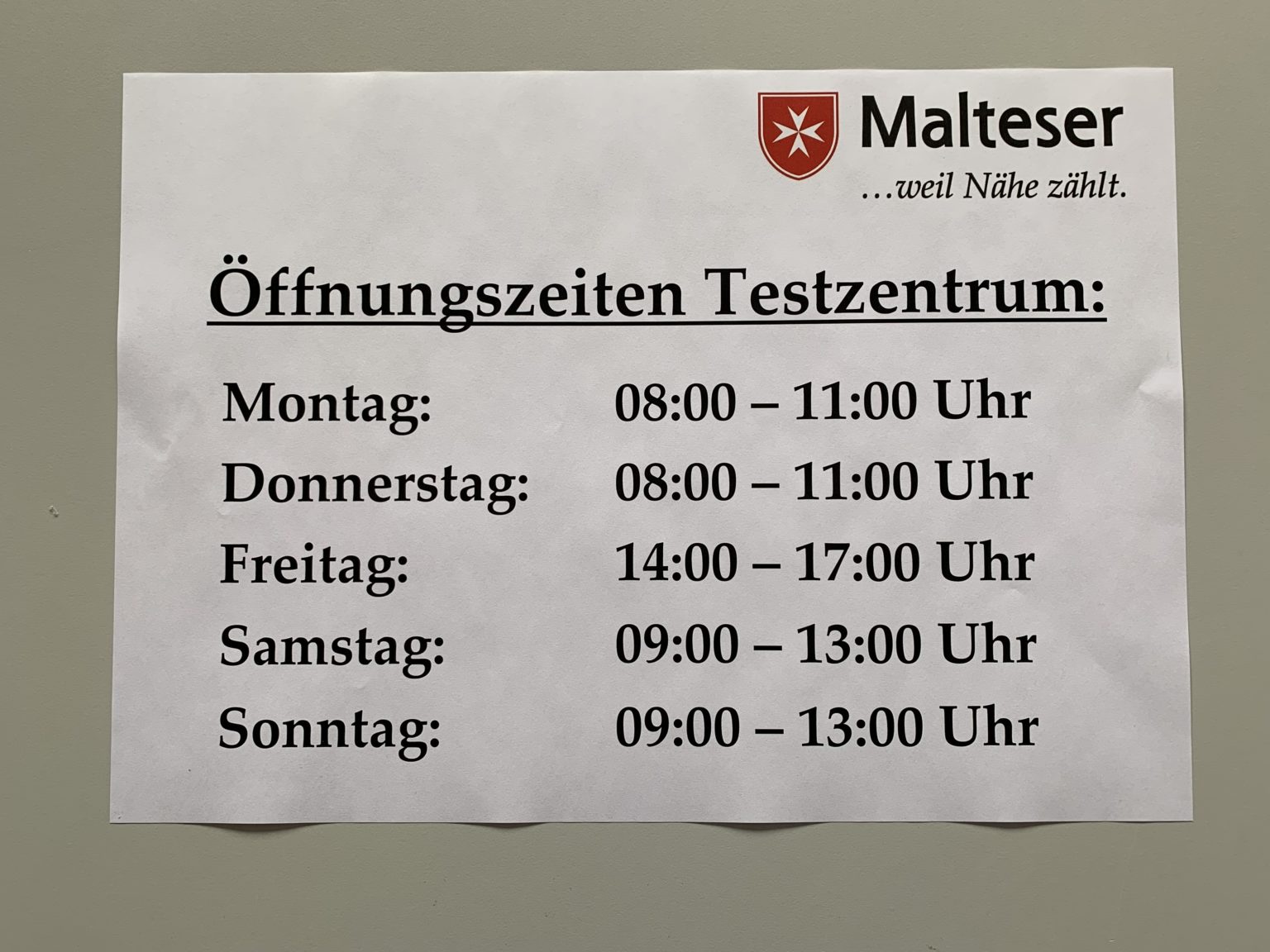 Das Malteser-Testzentrum in der Moosstraße hat jetzt auch samstags und sonntags geöffnet.
